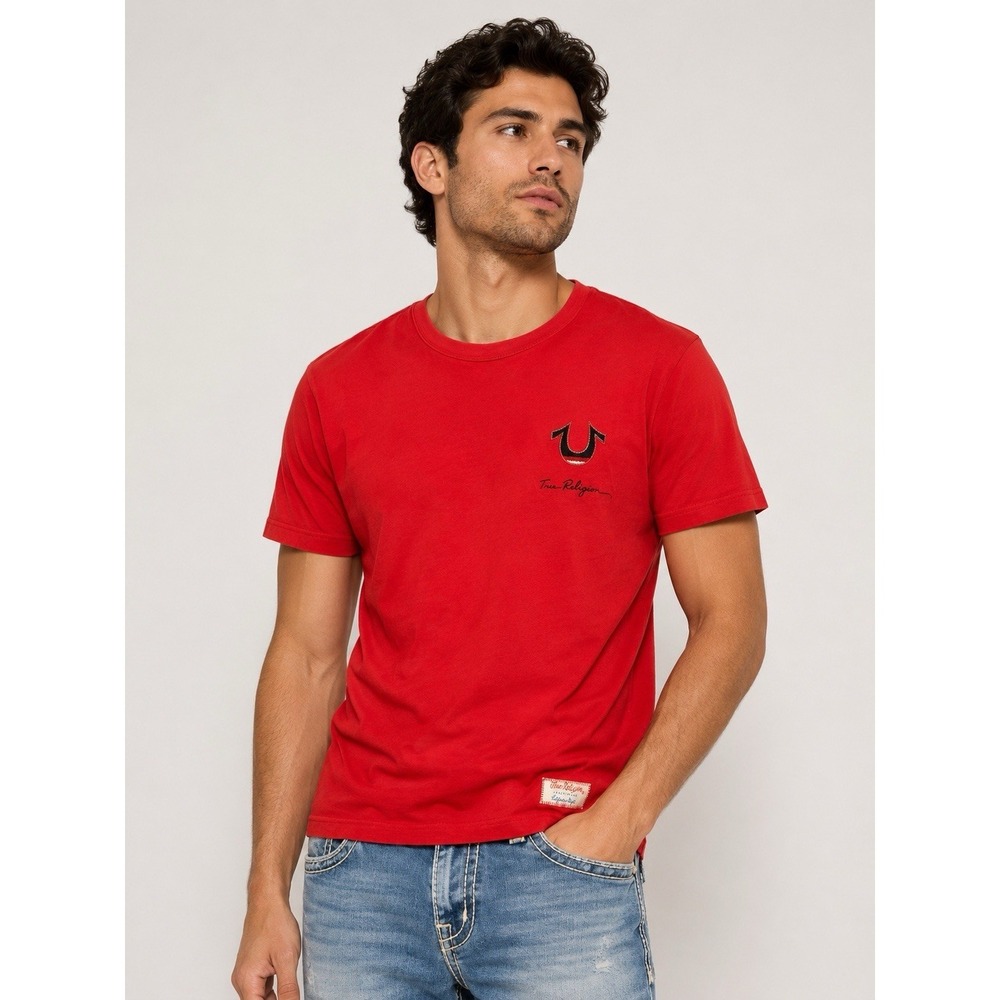 True Religion Red Logo Tee Shirt Men's Medium USA Y2K Streetwear Graphic